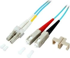 EFB LWL dvipusis trumpiklis LC-SC 50/125 OM3 1 metro LSZH be halogenų vanduo 2,0 mm, išbandytas su matavimo protokolu