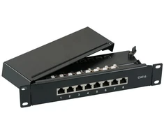 EFB Mini-Patchpanel STP 8xRJ45 Cat.6A 10'' 1HE juoda