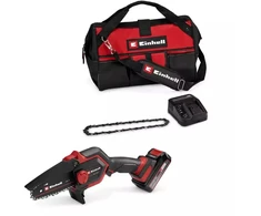 Einhell GE-PS 18/15 Li w zestawie: akumulator, kroviklis, torba i dodatkowy łańcuch