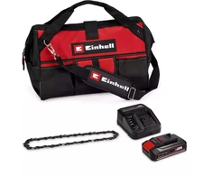 Einhell GE-PS 18/15 Li w zestawie: akumulator, kroviklis, torba i dodatkowy łańcuch