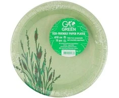 Gogreen Reed Go Žalias ekologiškos popierinės lėkštės Ø18cm 10 vnt. / 0,07kg