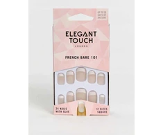 Rinkinys „Elegant Touch“ natūralių prancūziškų kvadratinių dirbtinių nagų priauginimui „Bare 101“, vidutinio dydžio, 24 vnt.