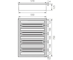 Elektro Plast 9.424 Modulinis paskirstymo skydas 4x24 įleidžiamas, IP54, DARP-96, aliuminio durys, baltos spalvos 9.424