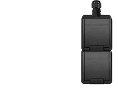 Elektro Plast Nasielsk 5052-67 AQUANT 2K dvigubas paviršinis lizdas su įžeminimu 2x2P+Z vertikalus IP65 antracito spalvos 5052-67