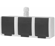 Elektro Plast Nasielsk 5043-65 AQUANT 2K trijų paviršių montuojamas lizdas su įžeminimu 3x2P+Z IP65 pilka 5043-65