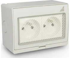 Elektro-Plast Dvigubas paviršius montuojamas lizdas G2N IP55 AQUA55 55.35