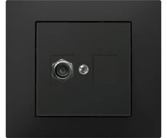 Elektro Plast Nasielsk Elektro-Plast Vestra televizoriaus antenos lizdas, vieno tipo ff, be rėmelio, įleidžiamas IP20 juodas 3886-19