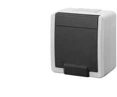 Elektro Plast ELEKTROPLAST AQUANT 2K vienvietė paviršinio montavimo rozetė su įžeminimu 2P+Z IP55 pilka 5041-10