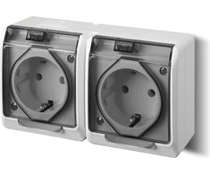 Elektro Plast Nasielsk Elektro-Plast Hermes Hermes Schuko hermetizuotas lizdas su dūmtraukiu 16A IP44 balta (0325- 01)