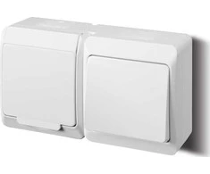 Elektro-Plast HERMES Vienpolis lizdas be 2P+Z+ vieno poliaus jungiklis baltas 0327-12