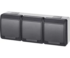 Elektro Plast Nasielsk Elektro-Plast Hermes trivietis lizdas su 16A IP44 GNT antracitu 0323- 07