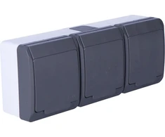 Elektro Plast Nasielsk Elektro-Plast Hermes trivietis lizdas su 16A IP44 GNT antracitu 0323- 07