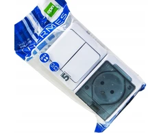 Elektro-Plast HERMES viengubas lizdas su/be 2P+Z + sietyno jungiklis, baltas 0327-13