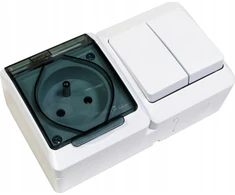 Elektro-Plast HERMES viengubas lizdas su/be 2P+Z + sietyno jungiklis, baltas 0327-13