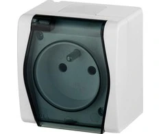 Elektro Plast Nasielsk Elektro-Plast Hermes2 Single- su / U hermetizuotas lizdas su dūmtraukiu 16A IP44 balta (1021- 01)