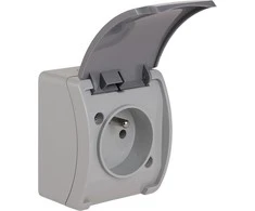 Elektro Plast 61.375 Koala Lizdas viengubas su/u (2P+Z) n/t IP44 uosis su atvartu grafitu VG 161-08 61.375