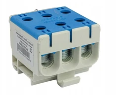 Elektro Plast 48.350 3 polių paskirstymo-šakos blokas AL/CU 3x50mm2 mėlynas plokščias montavimas ir TH bėgis WLZ35/3x50/n 48.350