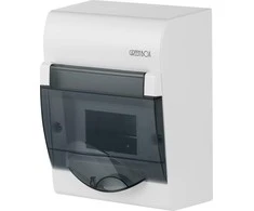 Elektro Plast Nasielsk 2351-01 Modulinis skirstomasis skydas 1x6 paviršiuje montuojamas Žalias BOX RN 1/6 skaidrios dūmų durys N+PE IP4 2351-01