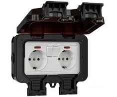 Dvivietis kištukinis lizdas ELEKTRO-PLAST AQUANT, IP65