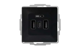 Elektro Plast Nasielsk 3808-19 VESTRA USB įkroviklis 2xA+C, juodas 3808-19