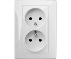 Elektro Plast Nasielsk 3835-00 Vestra Lizdas dvigubas 2x2P+Z monolitas su rėmu įleidžiamas į žemę IP20 balta 3835-00