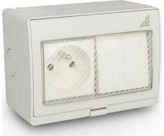 Elektro-Plast Vienas lizdas + dvigubas ant paviršiaus montuojamas jungiklis GPW2N IP55 AQUA55 55.29