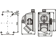 Elektromet C32- 48,1N jungiklis L-0- P + kištukas 32A IP44 (974028)