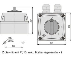 Elektromet cam jungtis 0-1-2-3 3P 16A IP44 būsto Arc E16-63 (951662)