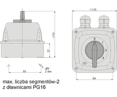 Elektromet cam jungtis 0-1-2-3 3P 40A IP44 būsto Arc 40-63 (924063)