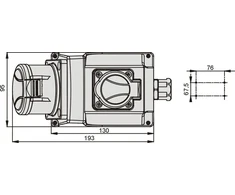 Elektromet Fiksuotas COMBI lizdas, laidas su prijungimo juostele, raudona 400V / mėlyna 230V GSC-32/5 (921845)