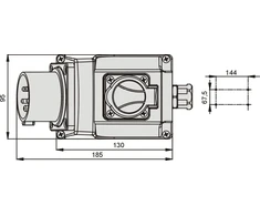 Elektromet Fiksuotasis kištukas COMBI 32A 400V IP44 (922045)