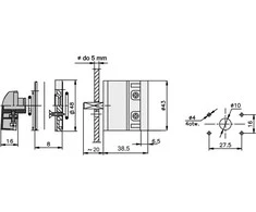 Elektromet kameros jungtis 0-1 1P 12A IP65 Arc E12-52 su plokšte (921252)