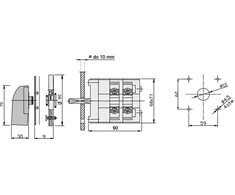Elektromet kameros jungtis 0-1 3P 63A IP65 ŁK 63-12 su plokšte (926312)