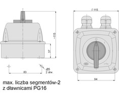 Elektromet kameros jungtis 0LI 3P 25A užrakto korpuse IP44 Bow 25- 13 / 5 (922508)