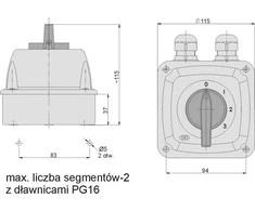Elektromet kameros jungtis -1-2-3 3P 16A IP44 korpuse 16-63 (921663)