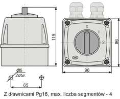 Elektromet kameros jungtis -1-2 5P 16A korpuse IP65 Arc E16-33 (951633)