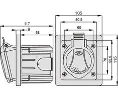 Elektromet Kampinis įleidžiamas kištukinis lizdas su rėmeliu, raudonas GSP-32/5 5P 32A 400V (921855)