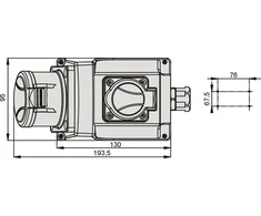 Elektromet KOMBI 32A 4P 400V IP44 TGS nuolatinis lizdas (921846)
