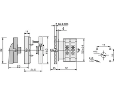 Elektromet kumštelinis jungiklis 0-1 3P 40A, skirtas montuoti skydelyje su priekine plokštele Arc 40-15 IP65 (924058)