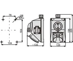 Elektromet Montavimo rinkinys su 32A 5P 400V 1x16A 250V IP54 (974012)