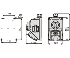 Elektromet Montavimo rinkinys su 5P lizdu 1x 2P + Z 0I 16A IP54 (971616)