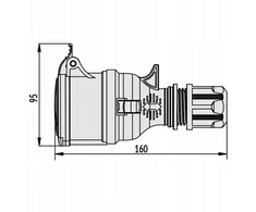 Elektromet Nešiojamas lizdas 16A 5P 400V raudonas TWIST GPP TYPE B 16/5 IP44 921880