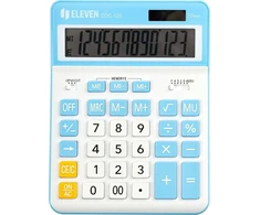 Eleven ELEVEN Calculator Baltas biuro skaičiuotuvas CDC120WHCY balti ir šviesiai mėlyni klavišai ir šviesiai mėlynas rėmelis aplink ekraną