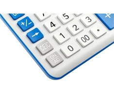 Eleven ELEVEN Calculator Baltas biuro skaičiuotuvas CDC120WHNV balti ir mėlyni klavišai ir mėlynas rėmelis aplink ekraną