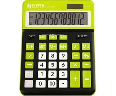 Eleven ELEVEN Calculator Juodas biuro skaičiuotuvas CDC120BKGN balti ir žali klavišai ir žalias rėmelis aplink ekraną