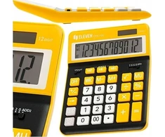 Eleven ELEVEN Calculator Juodas biuro skaičiuotuvas CDC120BKOR balti ir oranžiniai klavišai ir oranžinis rėmelis aplink ekraną