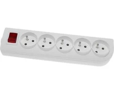 Elgotech Prailginimo laido lizdas x 5 su įžeminimu ir jungikliu, baltas GN-50W