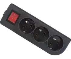 Gniazdo Oem Prailginimo lizdas x 3 su įžeminimu ir jungikliu juodas GN-30W-2