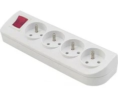 Elgotech Prailginimo laido lizdas x 4 su įžeminimu ir jungikliu, baltas GN-40W