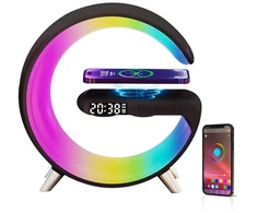 E-LIGHT Elight G1 15W Bezvadu lādētājs Galda Modinātājs RGB Nakts Lampa un BT Skaļrunis Viedās Lietotnes Melns